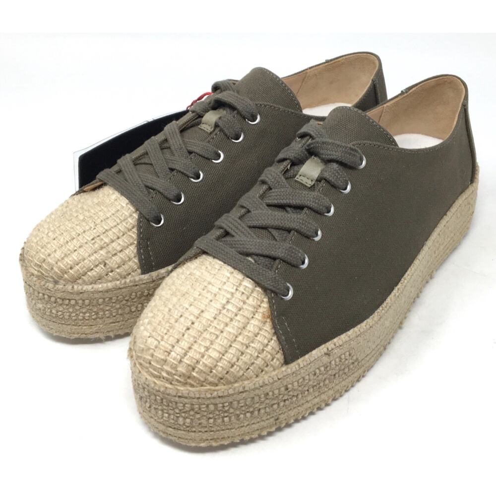 Schutz Women's Size 9B Green Canvas Platform Espadrille Trainers Sneakers Shoes - Picture 3 of 7